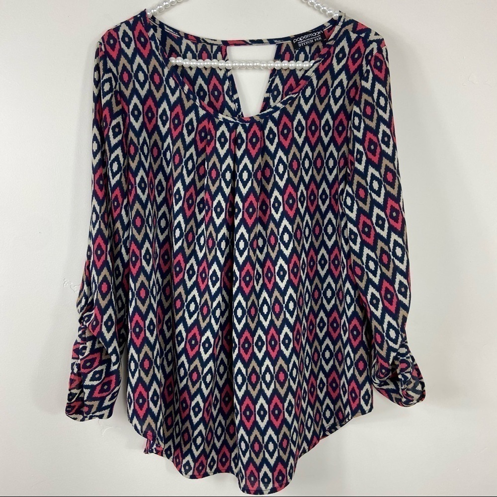 StitchFix PaperMoon Aztec Geometric 3/4 Sleeve Top